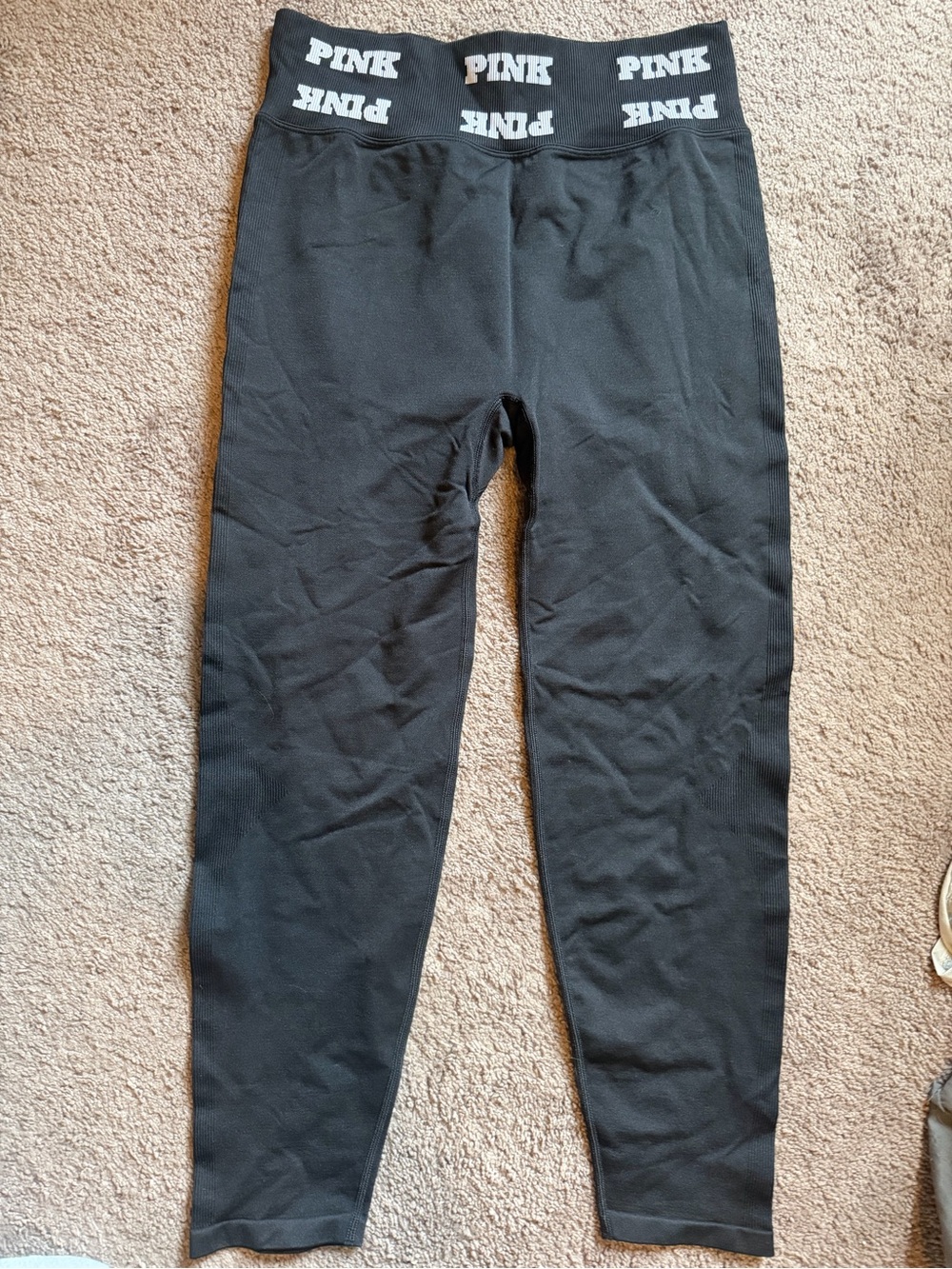 PINK Victoria's Secret Black High-Rise Logo Waist Leggings